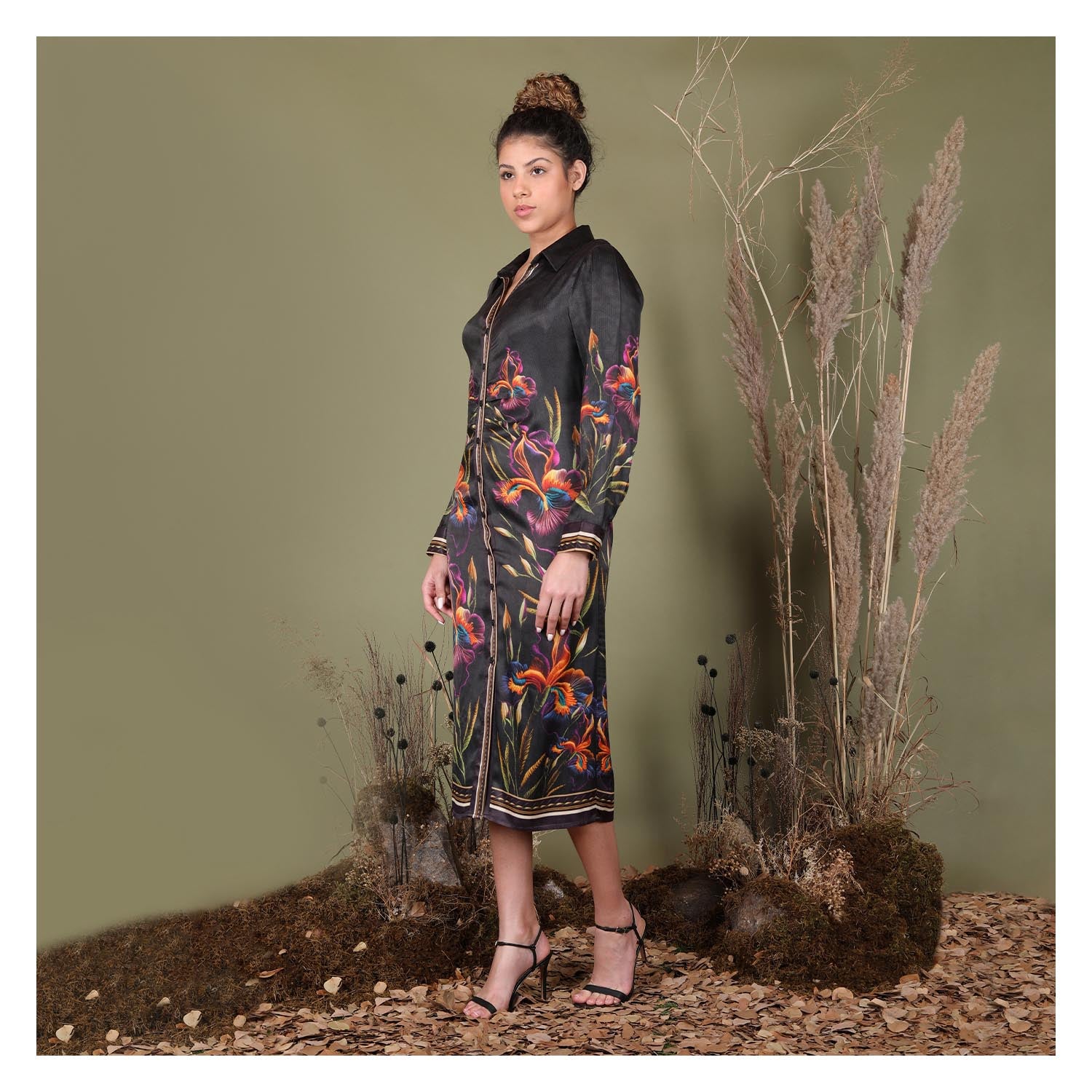 bl-nk printed buttondown shirt dress Bl-nk Printed Buttondown Shirtdress