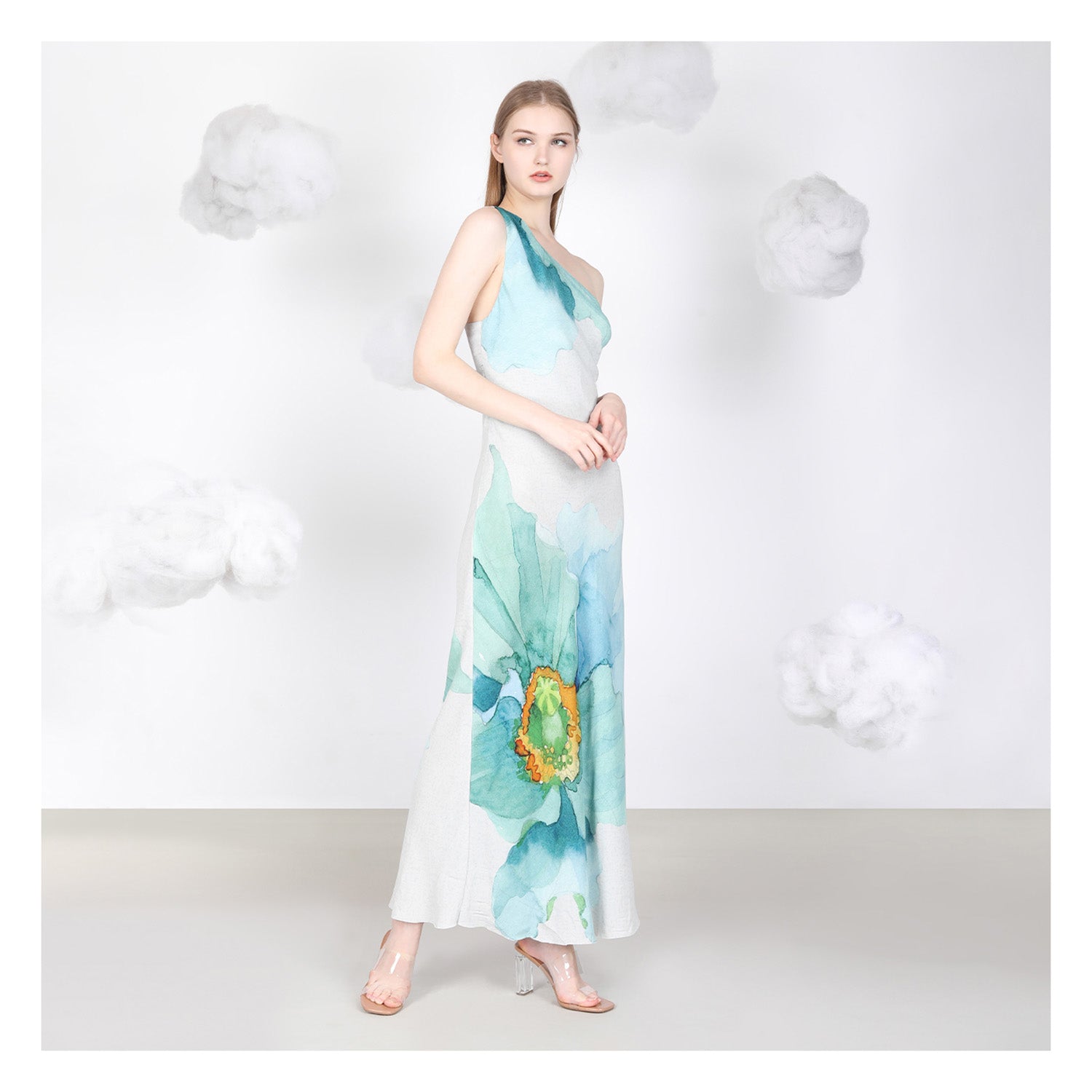 bl-nk carilena one-shoulder maxi dress CARILENA DRESS | One-Shoulder Statement Dress | Back Detail
