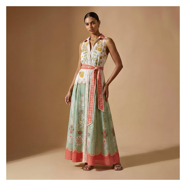bl-nk printed buttondown shirt dress Women's Belted Modal Shirt Dress in Abstract Floral Print